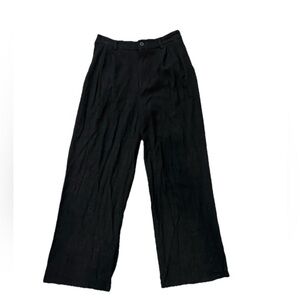 Sans Souci Womens Linen Blend Flare Leg Pant Size M Black Pockets Coastal